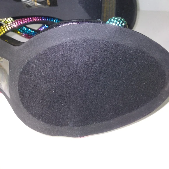 Chase + Chloe Women's Black/Multicolor 3 Strap Zip Up Heels Size 8 - Picture 9 of 10